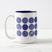 Decorative Kreise - Tiefe Marine und Weiß Zweifarbige Tasse (Links)