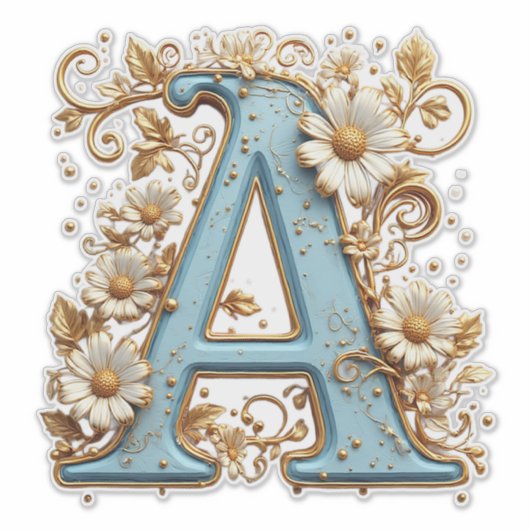 Decorative Letter A With Blue Enamel Aufkleber (Vorderseite)