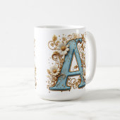 Decorative Letter A With Blue Enamel Kaffeetasse (VorderseiteRechts)