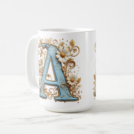 Decorative Letter A With Blue Enamel Kaffeetasse (Vorderseite Links)