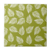 Decorative Lime Green Leaves Pattern Fliese (Vorderseite)