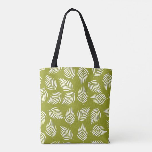 Decorative Lime Green Leaves Pattern Tasche (Rückseite)