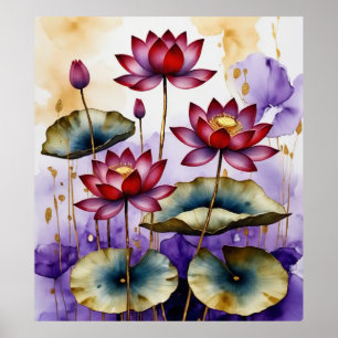 Decorative Lotus-Blume #1 Poster