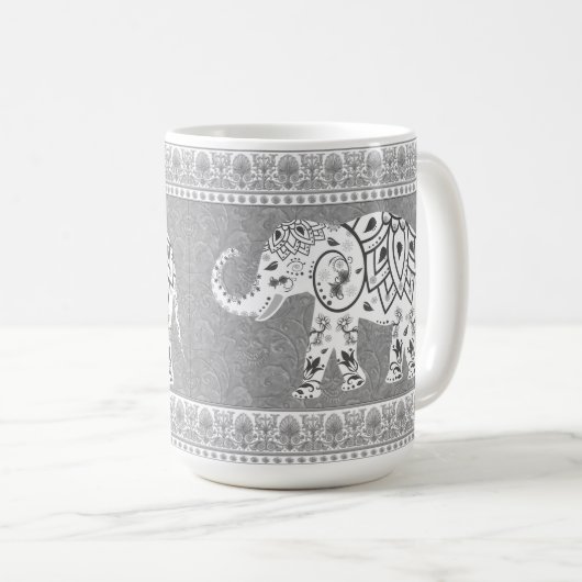 Decorative Lotus Mandala Elephant Kaffeetasse (VorderseiteRechts)