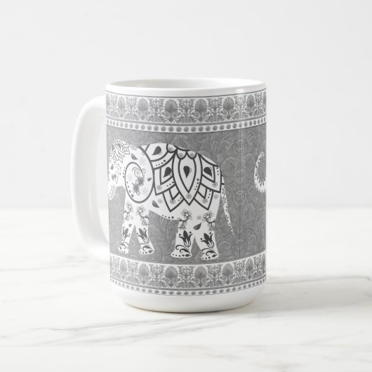 Decorative Lotus Mandala Elephant Kaffeetasse (Vorderseite Links)