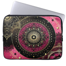Decorative Mandala Lace Pink Black Electronics Bag Laptopschutzhülle