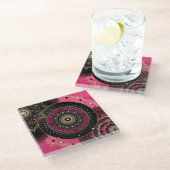 Decorative Mandala Pink and Black  Glasuntersetzer (Schrägansicht)