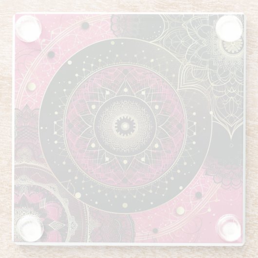 Decorative Mandala Pink and Black  Glasuntersetzer (Rückseite)