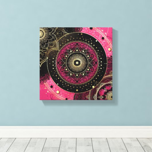 Decorative Mandala Pink and Black  Leinwanddruck (Insitu (Holzboden))