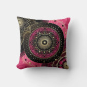 Decorative Mandala Pink and Black Throw Cushion Kissen (Vorderseite)