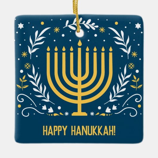 Decorative Menorah Hanukkah Keramikornament (Vorderseite)