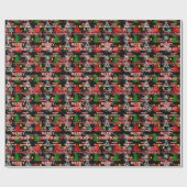 Decorative Merry Christmas Text Pattern Design Geschenkpapier (Flach)