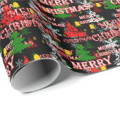 Decorative Merry Christmas Text Pattern Design Geschenkpapier (Rolleneckpunkt)