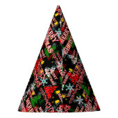 Decorative Merry Christmas Text Pattern Design Partyhütchen (Rückseite)