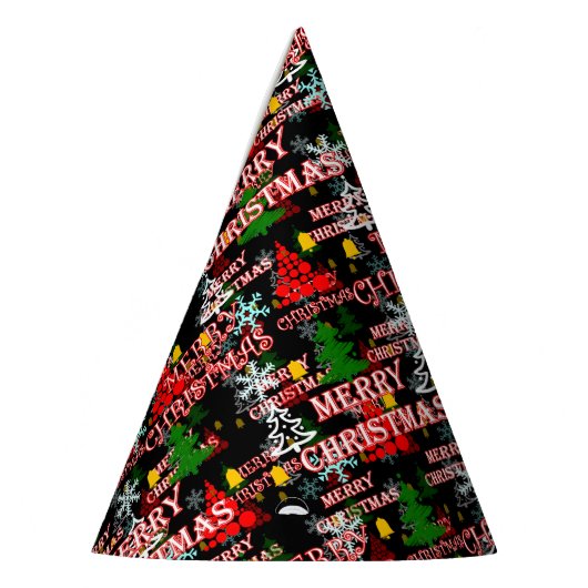 Decorative Merry Christmas Text Pattern Design  Partyhütchen (Links)