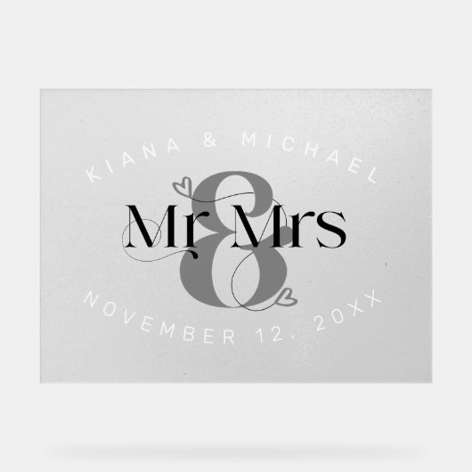 Decorative Modern Wedding Mr. & Mrs. ID887 Acrylschild (Vorderseite)