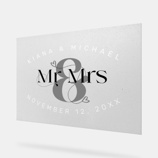 Decorative Modern Wedding Mr. & Mrs. ID887 Acrylschild (Winkel)