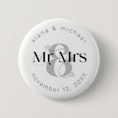 Decorative Modern Wedding Mr. & Mrs. ID887 Button (Vorderseite)