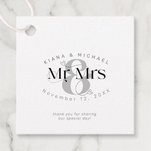 Decorative Modern Wedding Mr. & Mrs. ID887 Geschenkanhänger (Vorderseite)