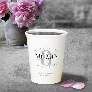 Decorative Modern Wedding Mr & Mrs ID887 Pappbecher