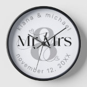 Decorative Modern Wedding Mr. & Mrs. ID887 Uhr (Vorderseite)