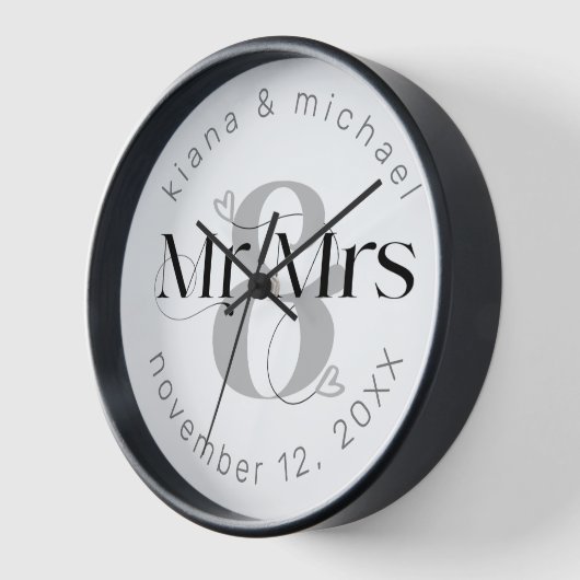 Decorative Modern Wedding Mr. & Mrs. ID887 Uhr (Winkel)