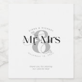 Decorative Modern Wedding Mr. & Mrs. ID887 Weinetikett (Einzelnes Label)