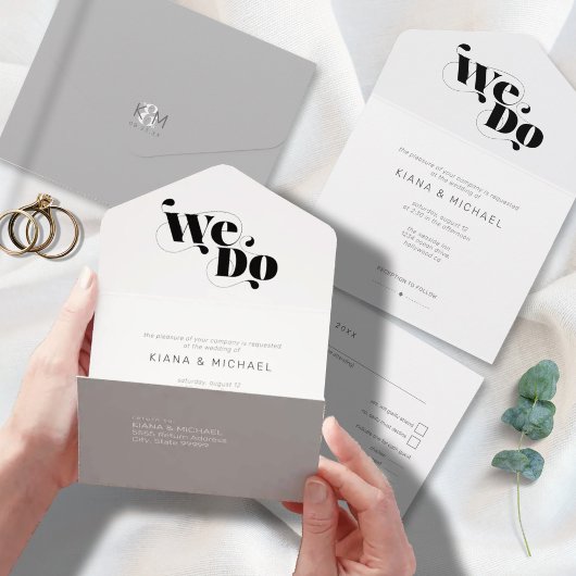 Decorative Moderne Wedding ID887 All In One Einladung