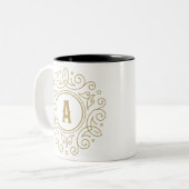 Decorative Monogram A Two-Tone Coffee Tasse (Vorderseite Links)