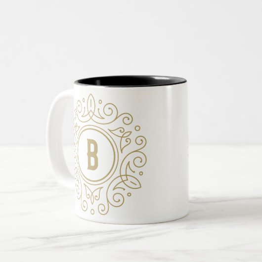 Decorative Monogram B Zwei-Tone-Tasse Zweifarbige Tasse (Vorderseite Links)