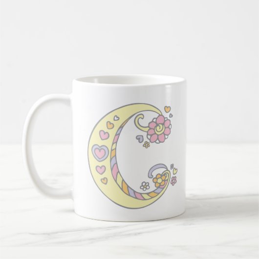 Decorative Monogram C Herz und Blume Tasse (Links)