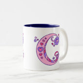 Decorative Monogram C herzen & Blume rosa Tasse (VorderseiteRechts)