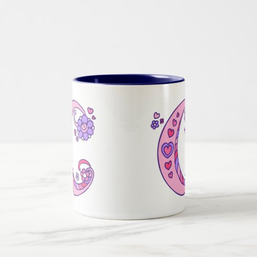 Decorative Monogram C herzen & Blume rosa Tasse (Mittel)