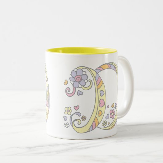 Decorative Monogram D Herzen und Blume Tasse (VorderseiteRechts)
