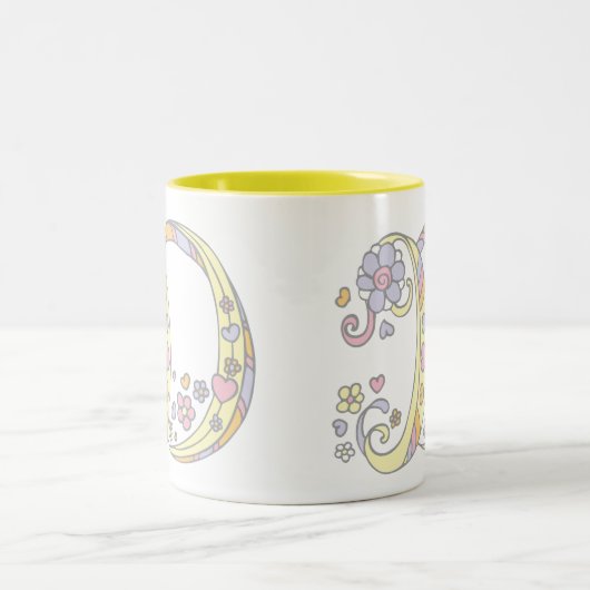 Decorative Monogram D Herzen und Blume Tasse (Mittel)