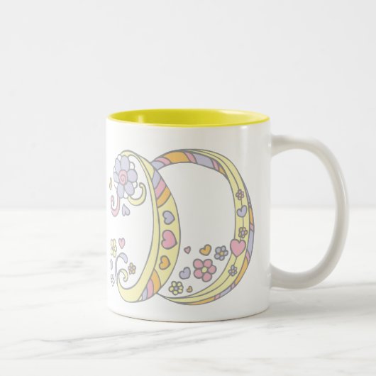 Decorative Monogram D Herzen und Blume Tasse (Rechts)