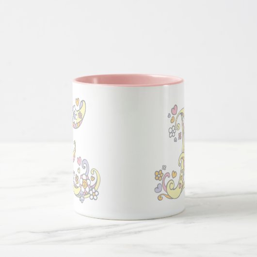 Decorative Monogram E Herz und Blume Tasse (Zentrum)