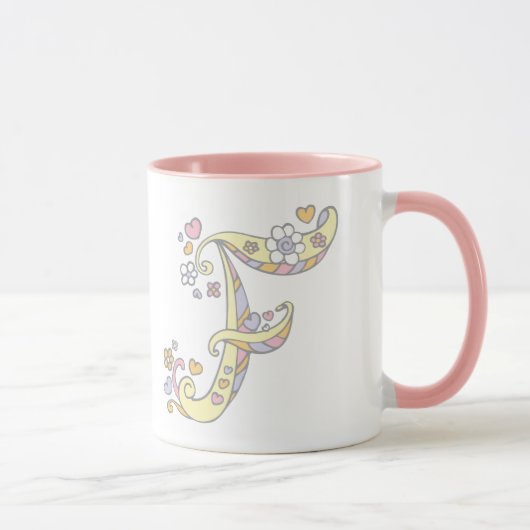 Decorative Monogram F herzen und Blume Tasse (Rechts)