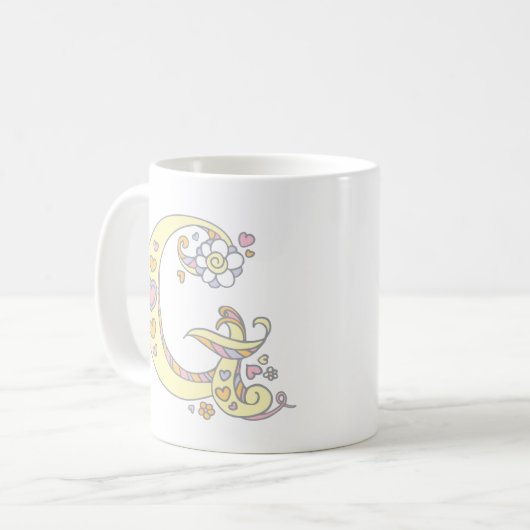 Decorative Monogram G Herz und Blume Tasse (Vorderseite Links)