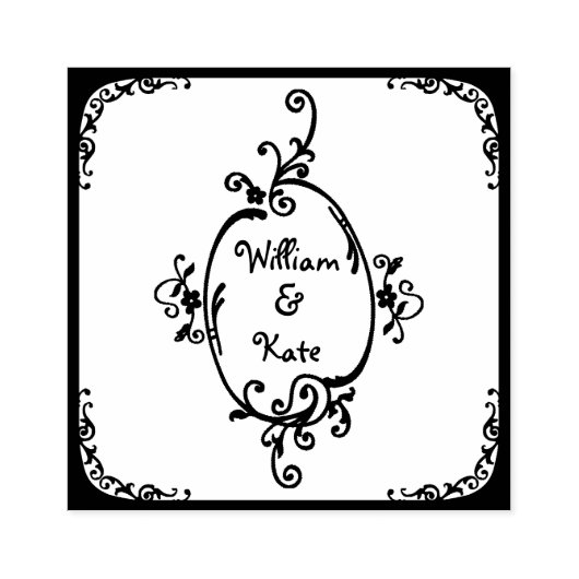 Decorative Monogram Gummistempel (Prägung)