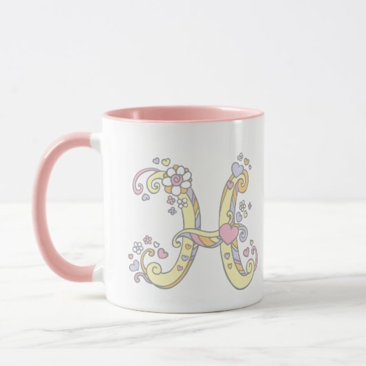 Decorative Monogram H Herz und Blume Tasse (Links)