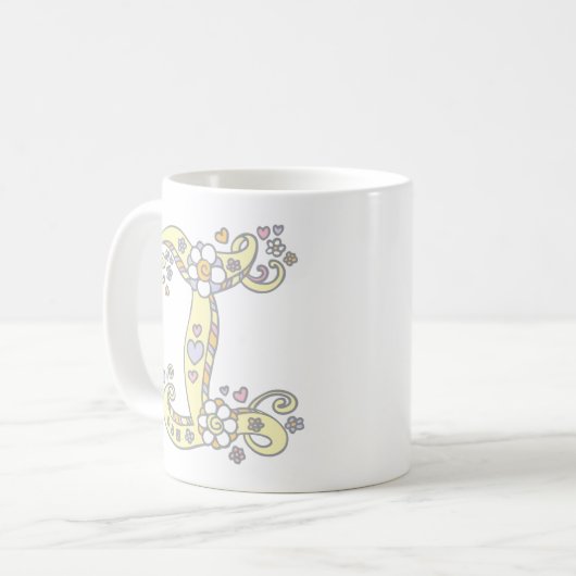 Decorative Monogram I Herz und Blume Tasse (Vorderseite Links)
