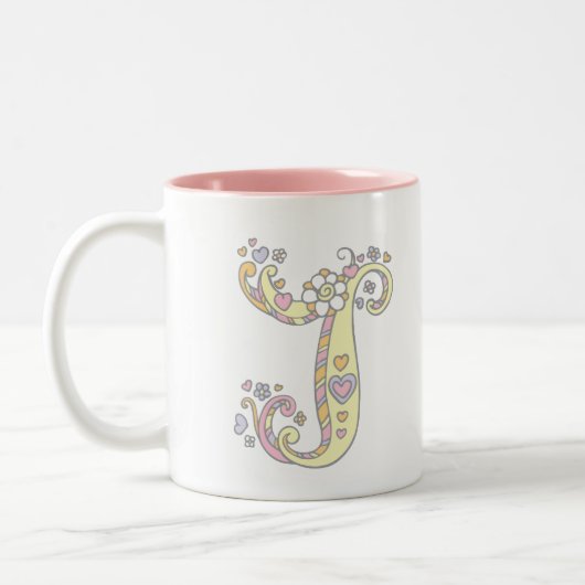 Decorative Monogram J Herz und Blume Tasse (Links)