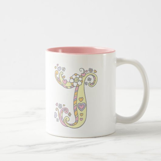 Decorative Monogram J Herz und Blume Tasse (Rechts)