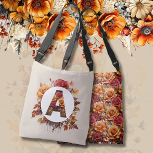 Decorative MONOGRAM ( JEDER BRIEF ) Fall Blumenges Tragetaschen Mit Langen Trägern