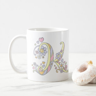 Decorative Monogram K Herz und Blume Tasse