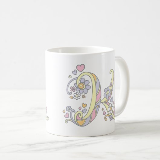 Decorative Monogram K Herz und Blume Tasse (VorderseiteRechts)