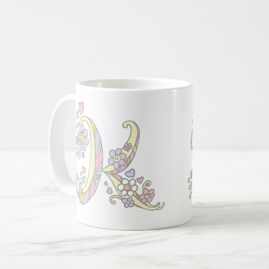 Decorative Monogram K Herz und Blume Tasse (Vorderseite Links)