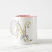 Decorative Monogram N herzen Blume Kunst Tasse (Vorderseite Links)