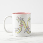 Decorative Monogram N herzen Blume Kunst Tasse (Links)